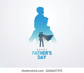 Happy Father's day concept vector background. Father and kid with text happy father's day.