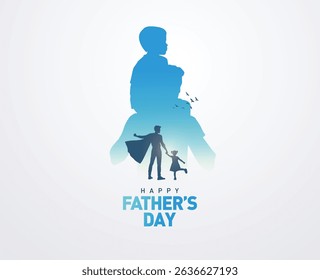 Happy Father's day concept vector background. Father and kid with text happy father's day.