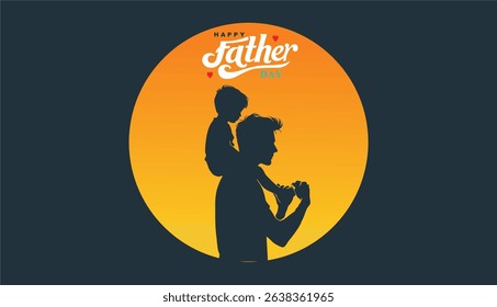 Happy Father's day concept vector background. Father and kid with text happy father's day
