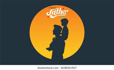 Happy Father's day concept vector background. Father and kid with text happy father's day
