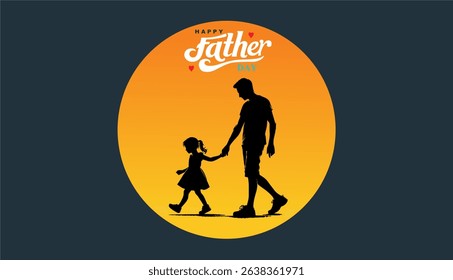 Happy Father's day concept vector background. Father and kid with text happy father's day