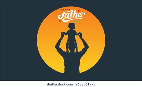 Happy Father's day concept vector background. Father and kid with text happy father's day