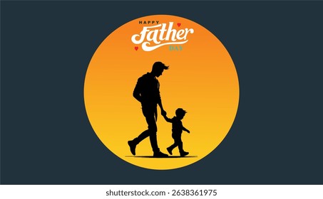 Happy Father's day concept vector background. Father and kid with text happy father's day