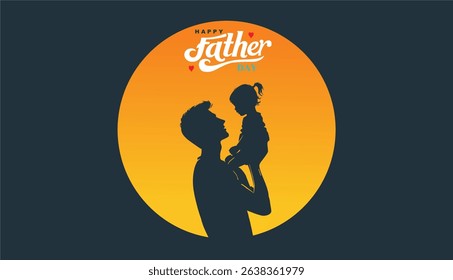 Happy Father's day concept vector background. Father and kid with text happy father's day