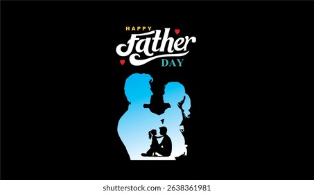 Happy Father's day concept vector background. Father and kid with text happy father's day