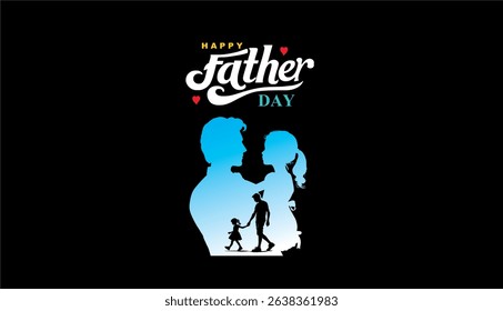 Happy Father's day concept vector background. Father and kid with text happy father's day