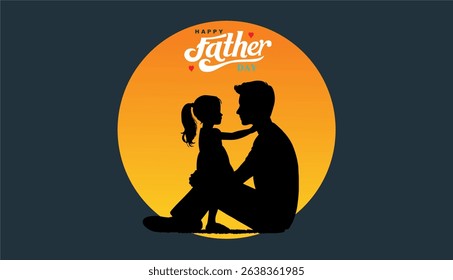 Happy Father's day concept vector background. Father and kid with text happy father's day