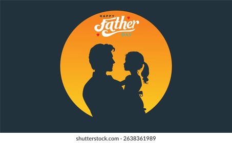 Happy Father's day concept vector background. Father and kid with text happy father's day