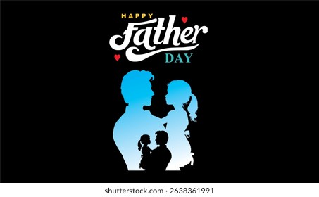 Happy Father's day concept vector background. Father and kid with text happy father's day