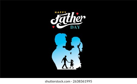 Happy Father's day concept vector background. Father and kid with text happy father's day