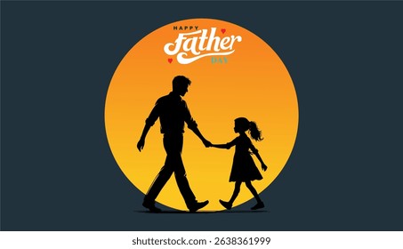 Happy Father's day concept vector background. Father and kid with text happy father's day