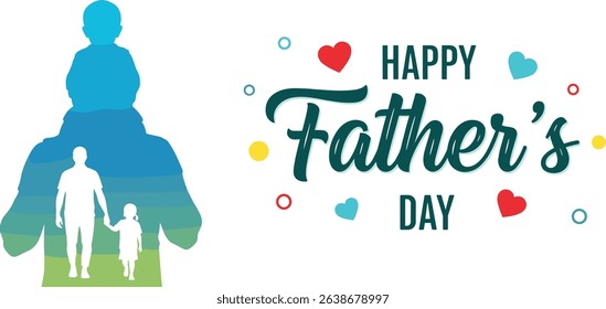Happy Father's day concept vector background. Father and kid with text happy father's day.
