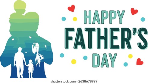 Happy Father's day concept vector background. Father and kid with text happy father's day.