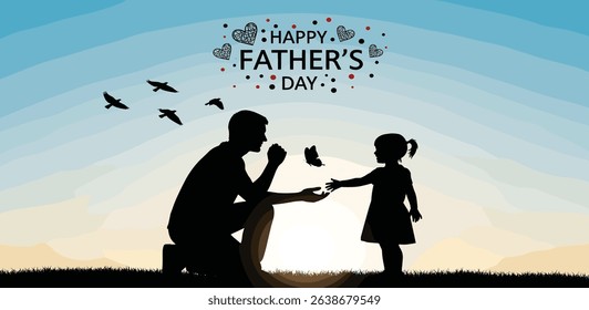 Happy Father's day concept vector background. Father and kid with text happy father's day.