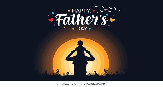 Happy Father's day concept vector background. Father and kid with text happy father's day.