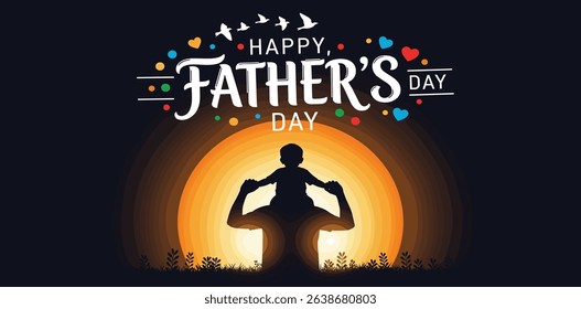 Happy Father's day concept vector background. Father and kid with text happy father's day.