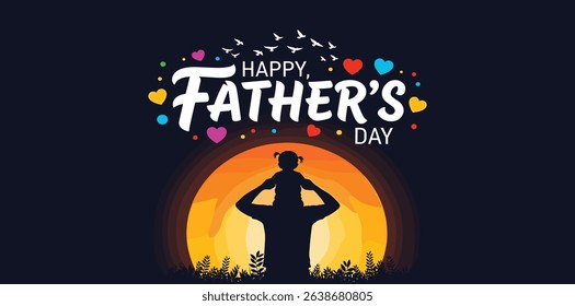 Happy Father's day concept vector background. Father and kid with text happy father's day.