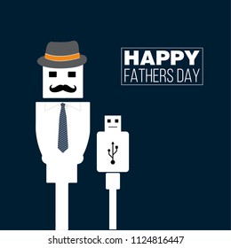 Happy Father's Day Conceptual Cute USB Vector Illustration