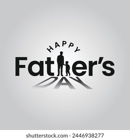 Happy Father's Day creative concept with father and son silhouette vector illustration. Fathers Day social media template design. Greeting card for Dad loving and wishing. Father Logo.