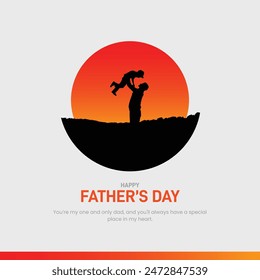 Feliz Día del Padre Plantillas creativas para póster, portada, Anuncio, publicación en redes sociales, diseño de tarjetas postales, etc. Concepto del día del padre. Día del padre tema creativo. Papi e hijo en un concepto de superhéroe