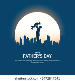 Happy Father's Day creative templates for poster, cover, banner, social media post, post card design etc. Concept of Father's day. Fathers day day creative theme. Daddy and son in an Superhero concept