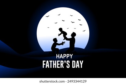 Happy Father's Day creative templates. Concept of Father's day. Fathers day creative theme. Daddy and sons are playing together concept.