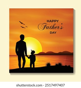 Happy Father's Day creative templates for social media post, post card design etc. Concept of Father's day. Fathers day day creative theme. Daddy and son in an Superhero concept