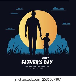 Happy Father's Day creative templates for poster, cover, banner, social media post, post card design etc. Father and son vector. Father and children vector.