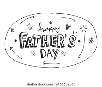 Happy father's day creative text typography hand drawn lettering with element decoration vector.