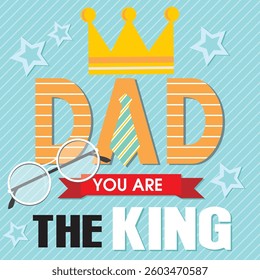 Happy father's day with crown, lettering and glasses