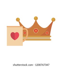 happy fathers day crown and mug