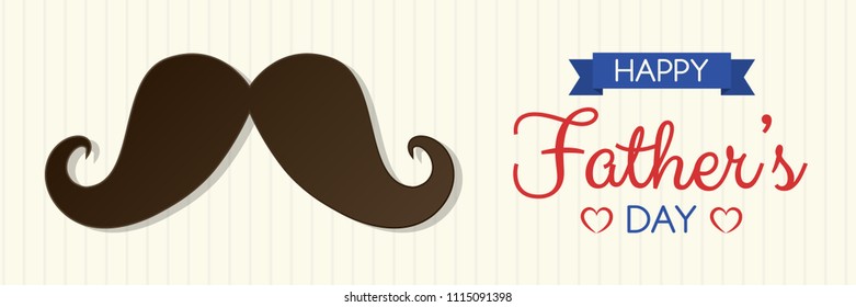 Happy Father's Day - cute banner with mustache. Vector.