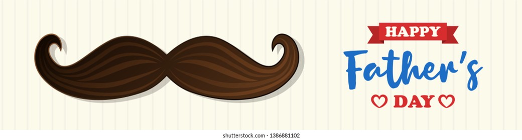 Happy Father's Day - cute banner with mustache. Vector.