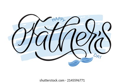 Happy Father's Day - cute hand drawn doodle lettering label postcard.