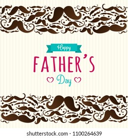 Happy Father's Day - cute poster with mustaches. Vector.