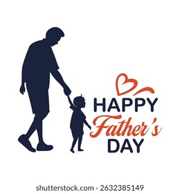 Happy Father's Day with dad and child are closely entwined vector template design