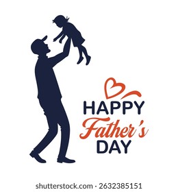 Happy Father's Day with dad and child are closely entwined vector template design
