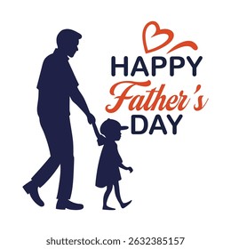 Happy Father's Day with dad and child are closely entwined vector template design