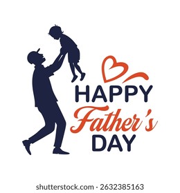 Happy Father's Day with dad and child are closely entwined vector template design
