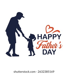 Happy Father's Day with dad and child are closely entwined vector template design