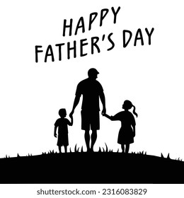 Happy father's day with dad and children