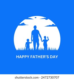 Happy Father's Day with dad and children silhouettes. Vector greeting card with a nice message of Father's Day.
Best dad and daddy day typography wallpaper.