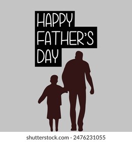 Happy Father's Day with dad and children. Vector greeting card with a nice message of Father's Day.