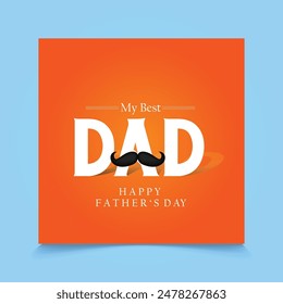 Happy Father's Day with dad and children silhouettes. Vector greeting card with a nice message of Father's Day