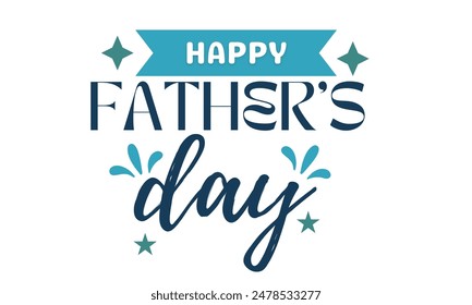 Happy Father's Day with dad and children silhouettes. Vector greeting card with a nice message of Father's Day.