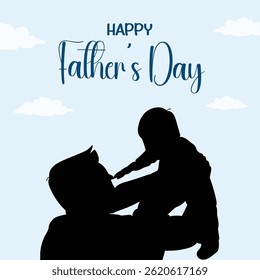Happy Father's Day with dad and children, Greeting Card for Father's Day Vector Illustration