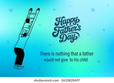 Happy Father's Day with dad and children silhouettes. Vector greeting card with a nice message of Father's Day. ,fathers day creative banner design
