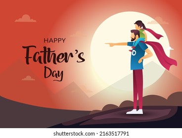 Happy father's day with dad and daughter side view. vector illustration design