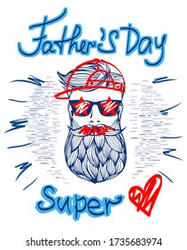 Happy Father's Day. DAD greeting carHappy Father's Day. DAD greeting cards, fashion posters set. Poster with mustache and stars. Typography for t-shirt print. Happy Father's day card. 