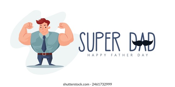 Happy Fathers Day, Dad holding his son Vector illustration of a flat design